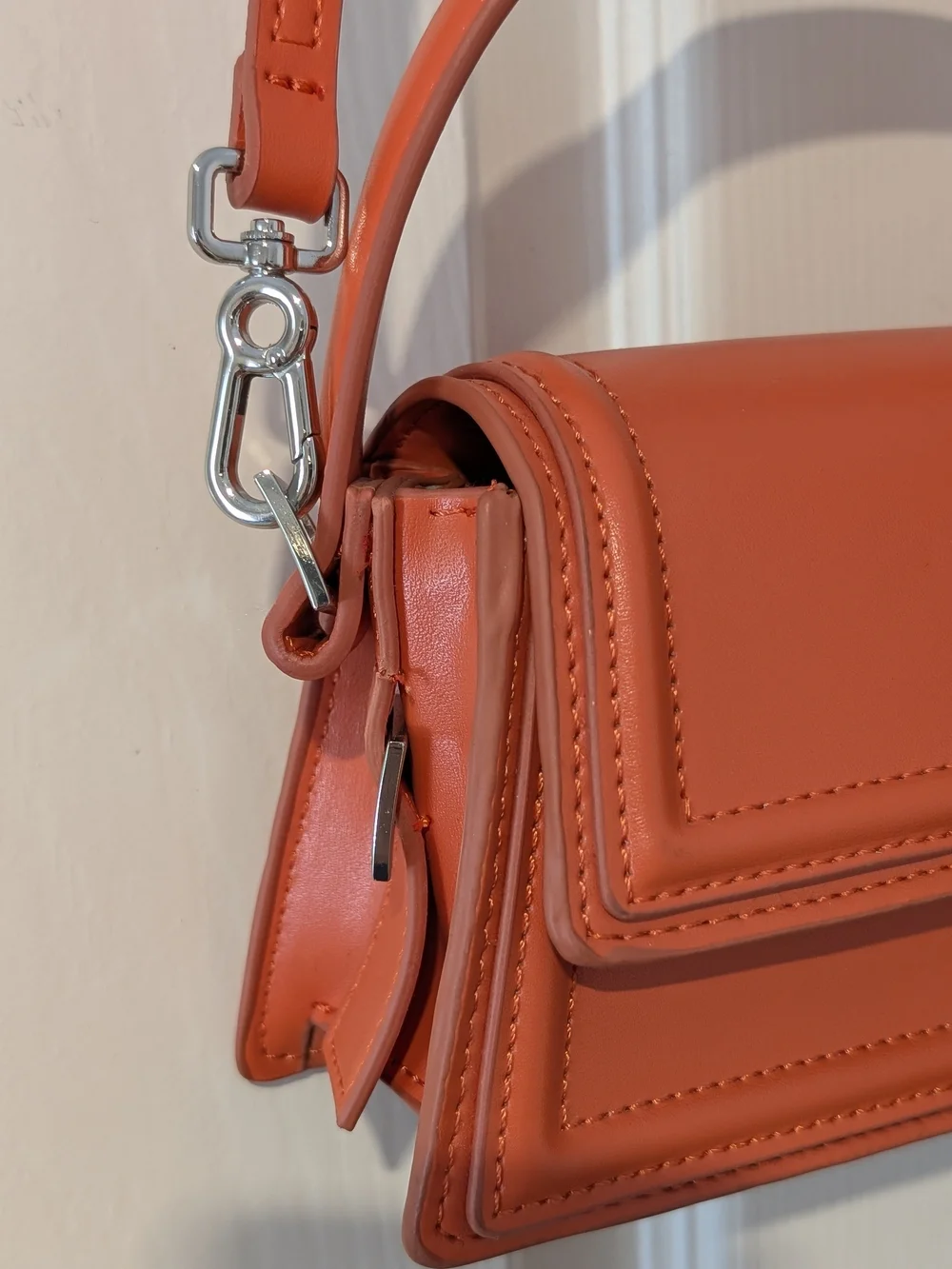 Zara Women's Orange Structured Top-Handle Crossbody Bag